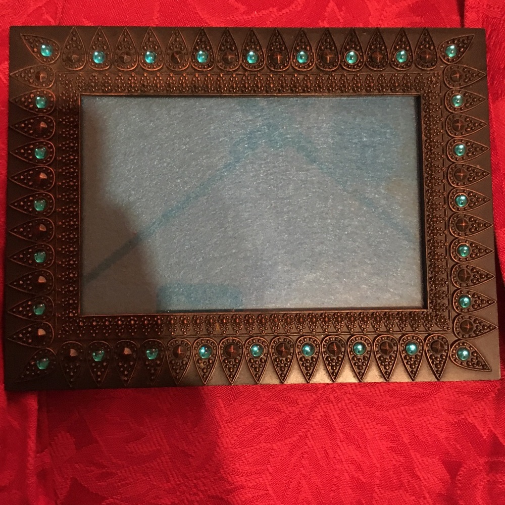Picture Frame with Teal stones.